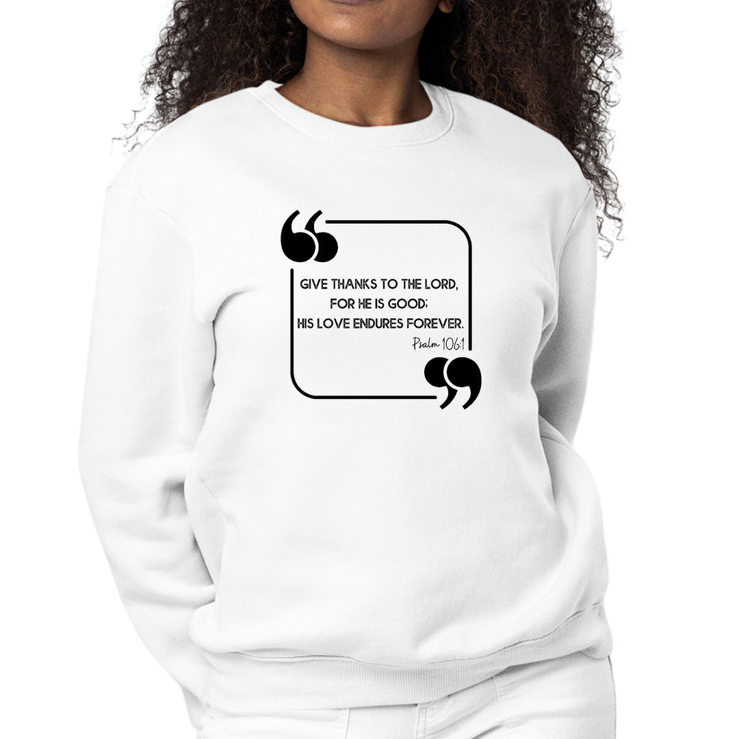 Womens Graphic Sweatshirt Give Thanks to the Lord Black Illustration - Womens