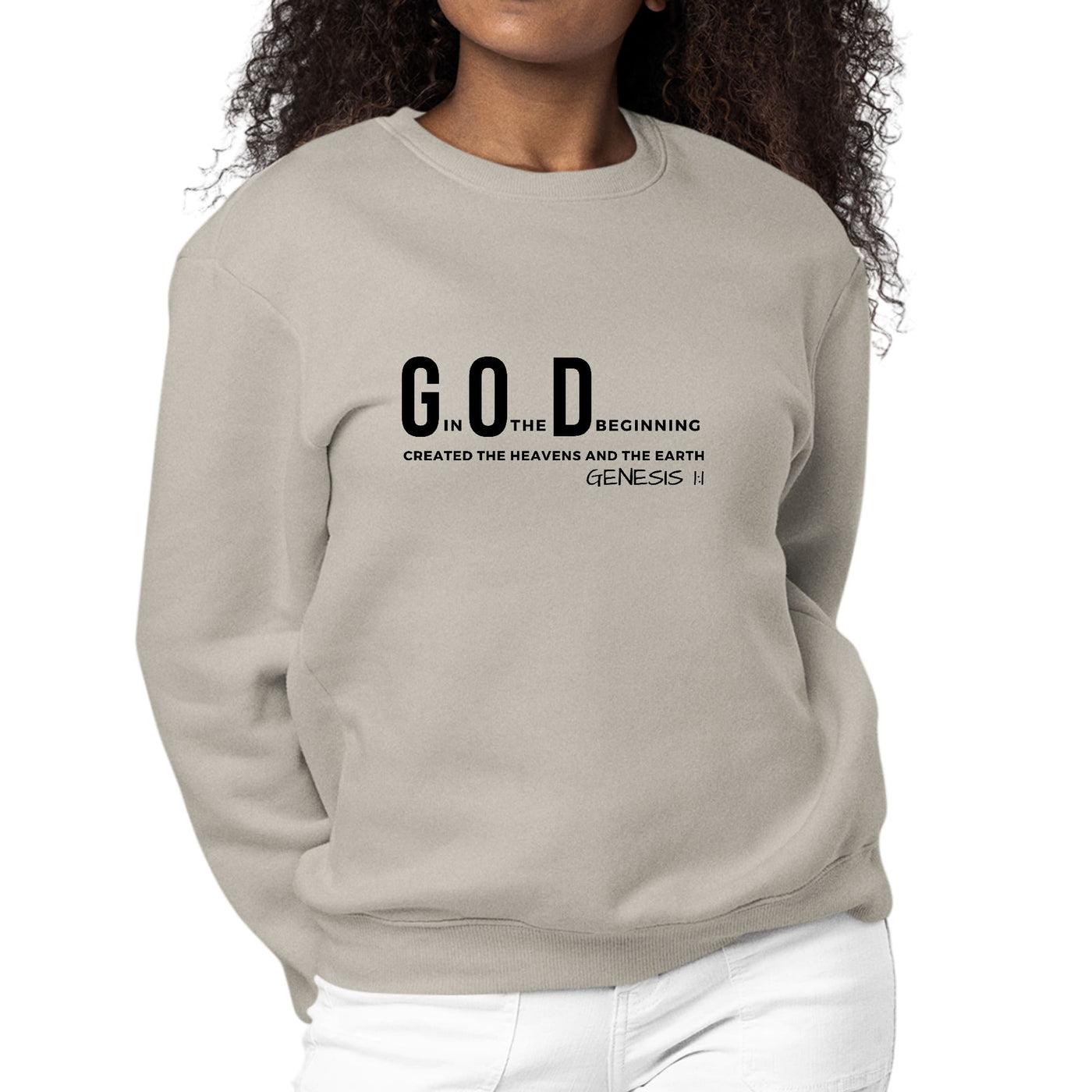 Womens Graphic Sweatshirt God In The Beginning Print - Womens | Sweatshirts
