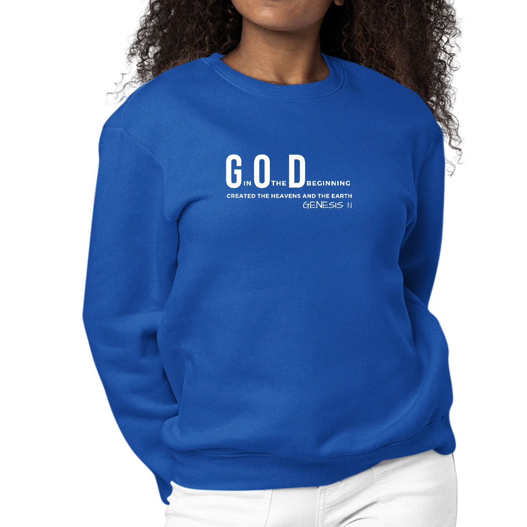 Womens Graphic Sweatshirt God in the Beginning Print - Womens | Sweatshirts