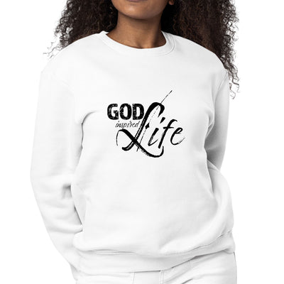 Womens Graphic Sweatshirt God Inspired Life Black Illustration - Sweatshirts
