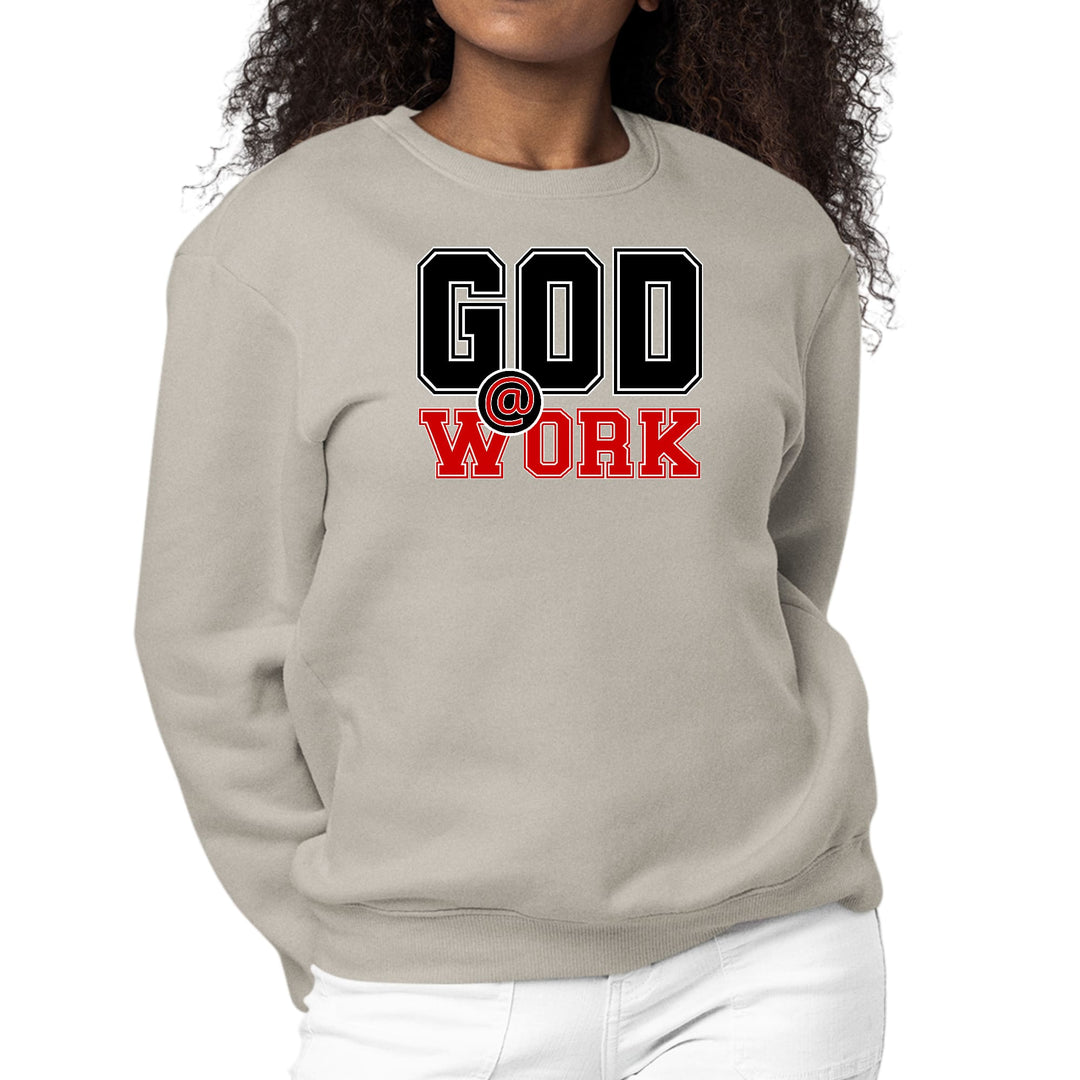 Womens Graphic Sweatshirt God @ Work Black and Red Print - Womens | Sweatshirts