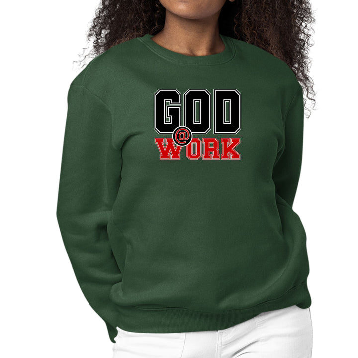 Womens Graphic Sweatshirt God @ Work Black and Red Print - Womens | Sweatshirts