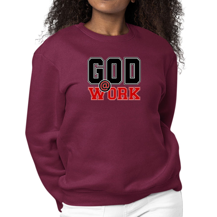 Womens Graphic Sweatshirt God @ Work Black and Red Print - Womens | Sweatshirts