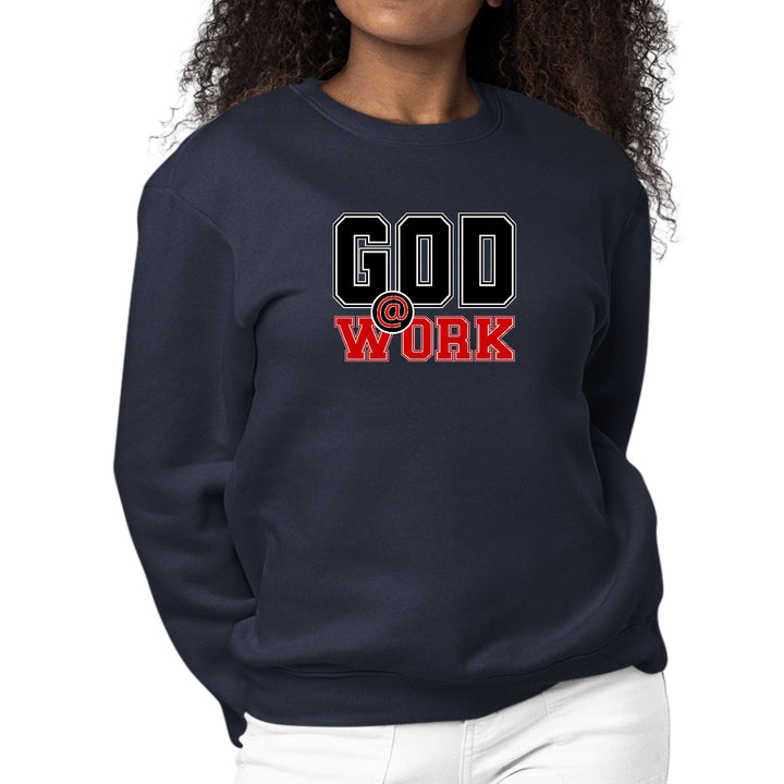 Womens Graphic Sweatshirt God @ Work Black and Red Print - Womens | Sweatshirts