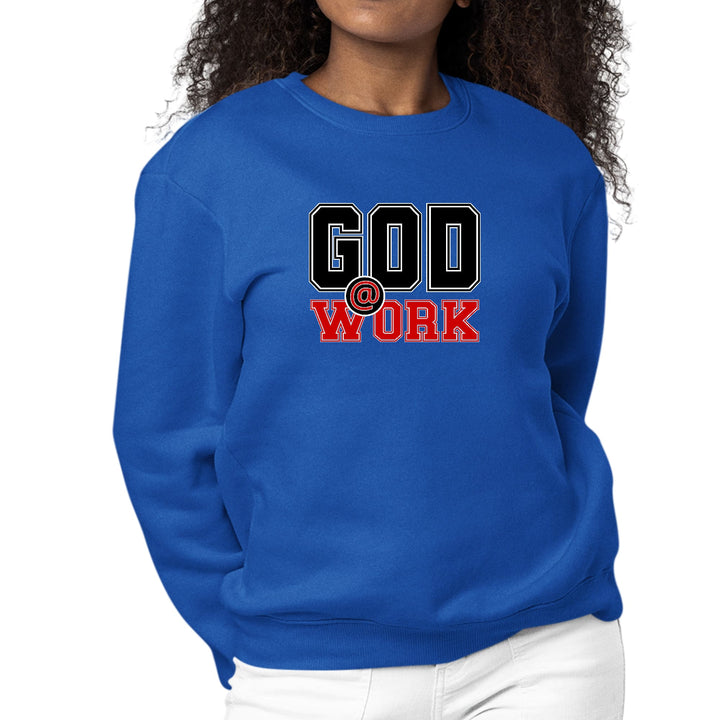 Womens Graphic Sweatshirt God @ Work Black and Red Print - Womens | Sweatshirts