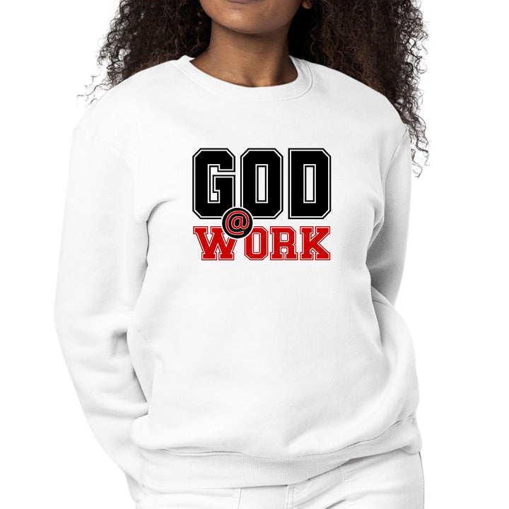 Womens Graphic Sweatshirt God @ Work Black and Red Print - Womens | Sweatshirts