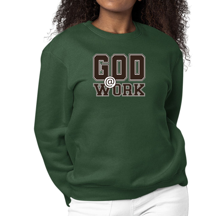 Womens Graphic Sweatshirt God @ Work Brown and White Print - Womens/Sweatshirts