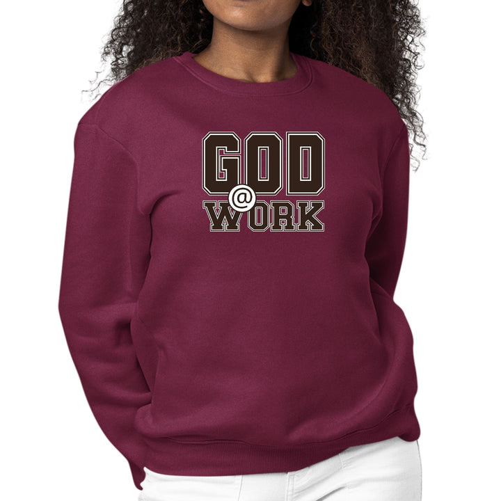 Womens Graphic Sweatshirt God @ Work Brown and White Print - Womens/Sweatshirts