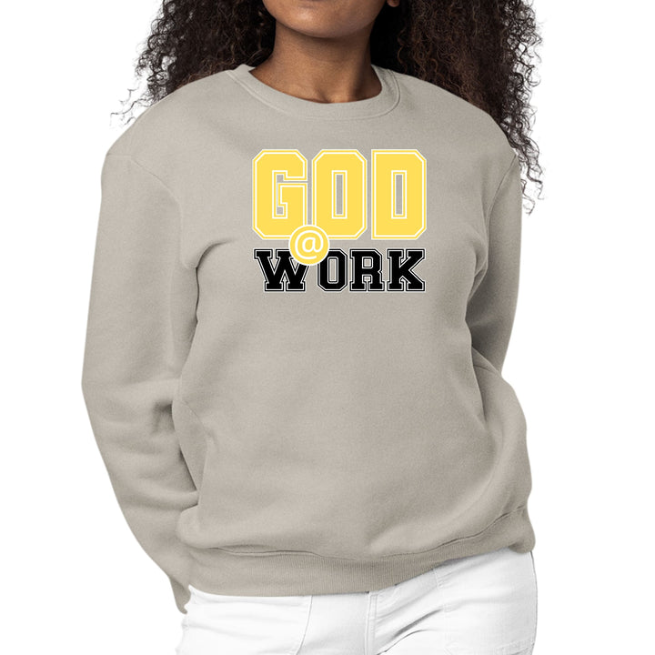 Womens Graphic Sweatshirt God @ Work Yellow and Black Print - Womens