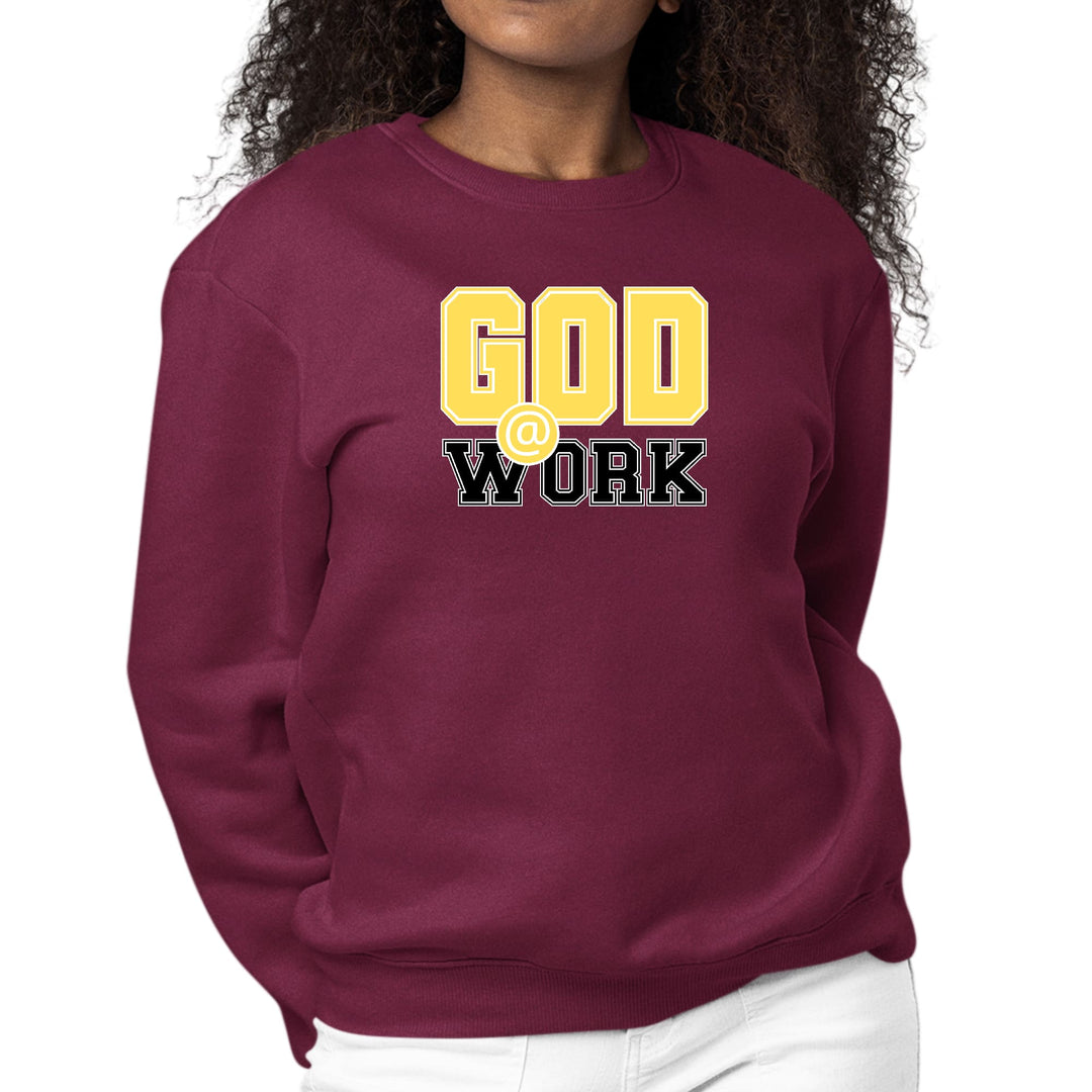 Womens Graphic Sweatshirt God @ Work Yellow and Black Print - Womens