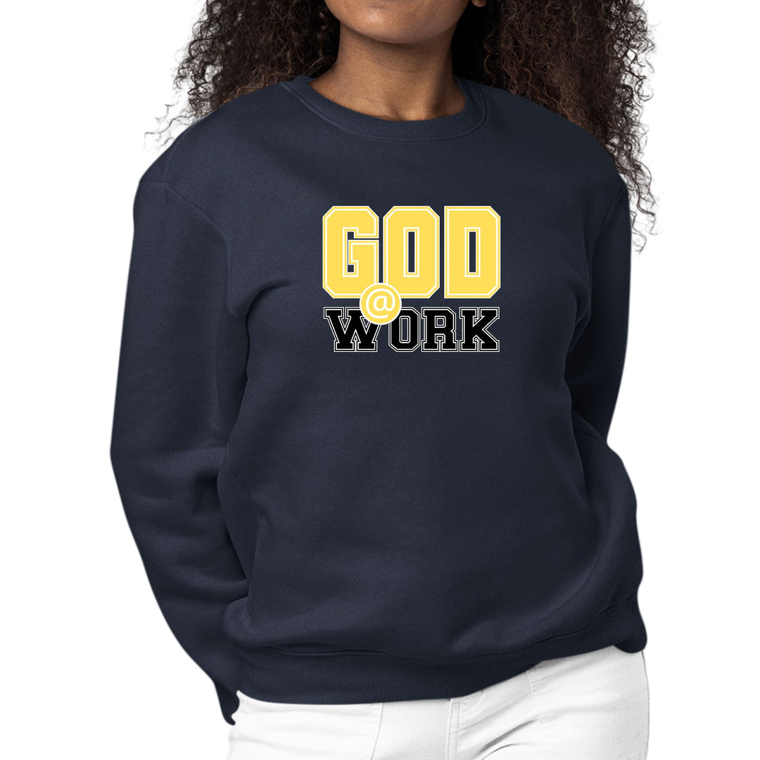 Womens Graphic Sweatshirt God @ Work Yellow and Black Print - Womens