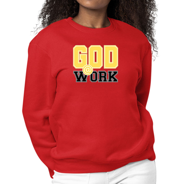 Womens Graphic Sweatshirt God @ Work Yellow and Black Print - Womens