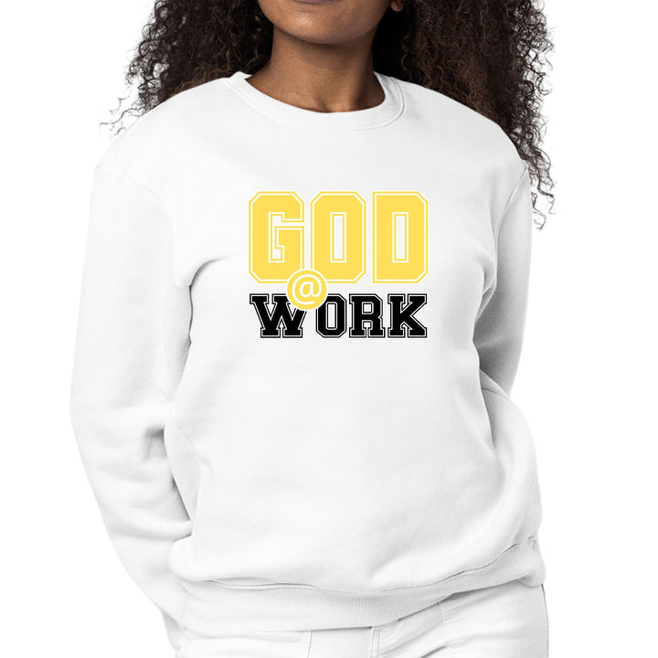 Womens Graphic Sweatshirt God @ Work Yellow and Black Print - Womens