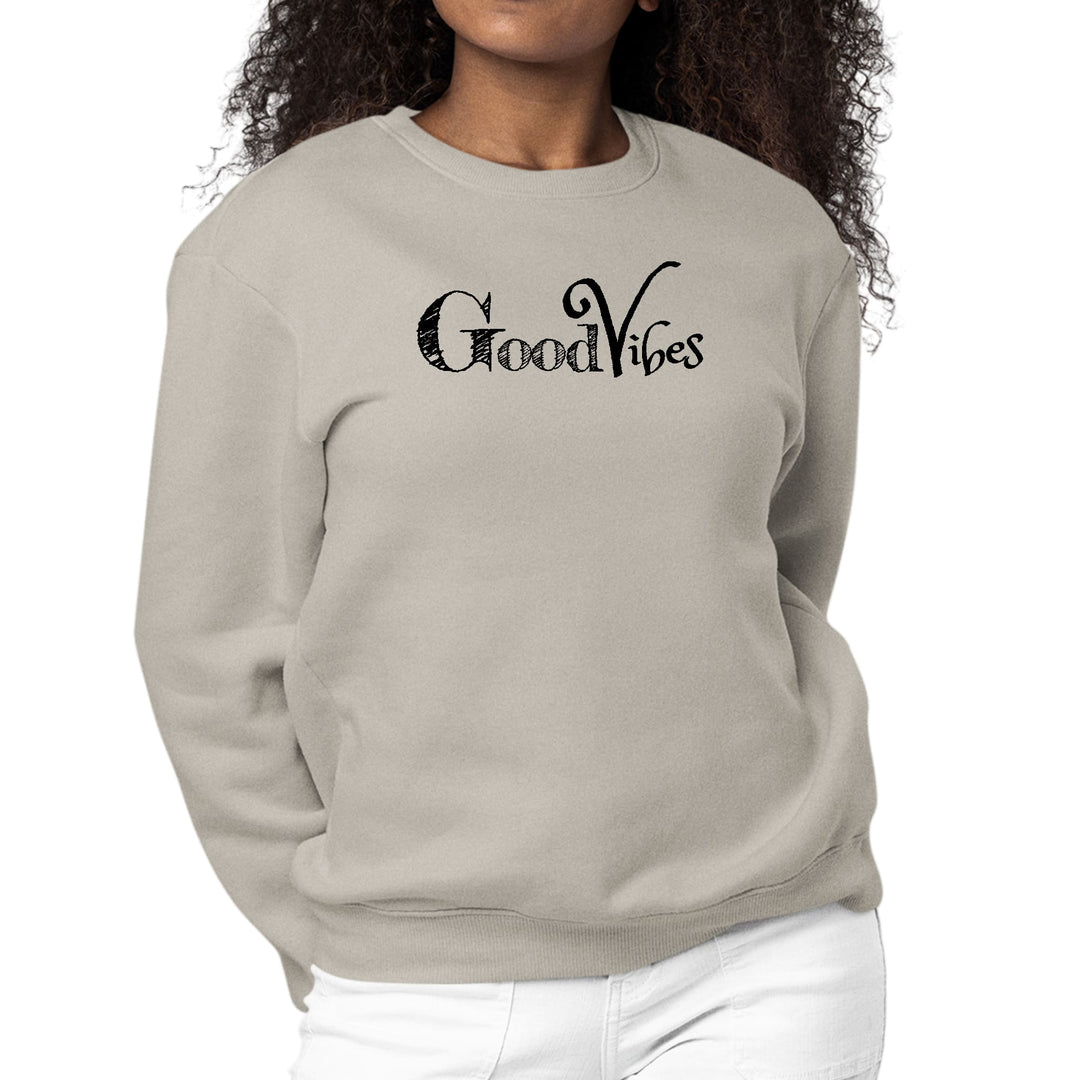 Womens Graphic Sweatshirt Good Vibes Black Print - Womens | Sweatshirts