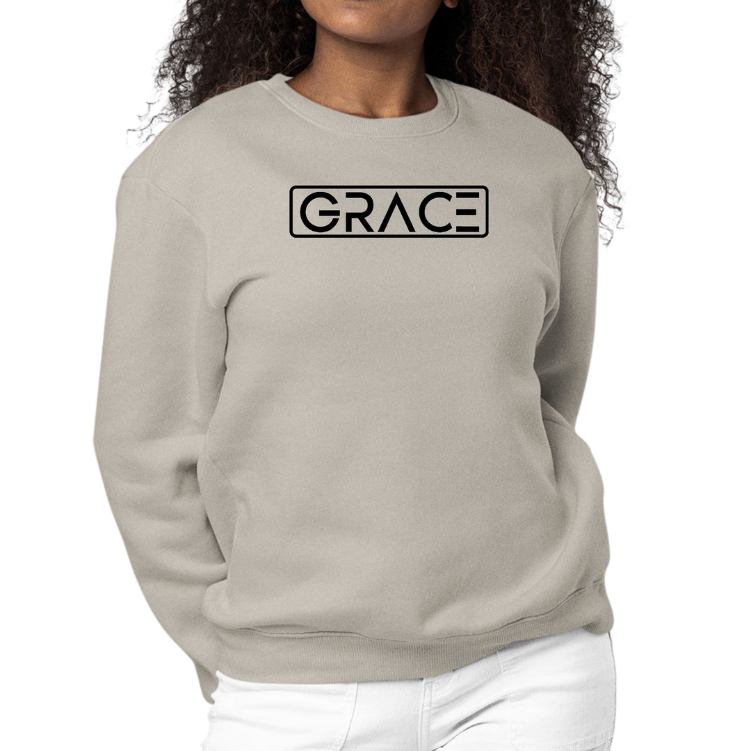 Womens Graphic Sweatshirt Grace Christian Black Illustration