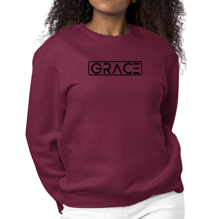 Womens Graphic Sweatshirt Grace Christian Black Illustration