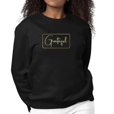 Womens Graphic Sweatshirt Grateful Metallic Gold Illustration - Womens