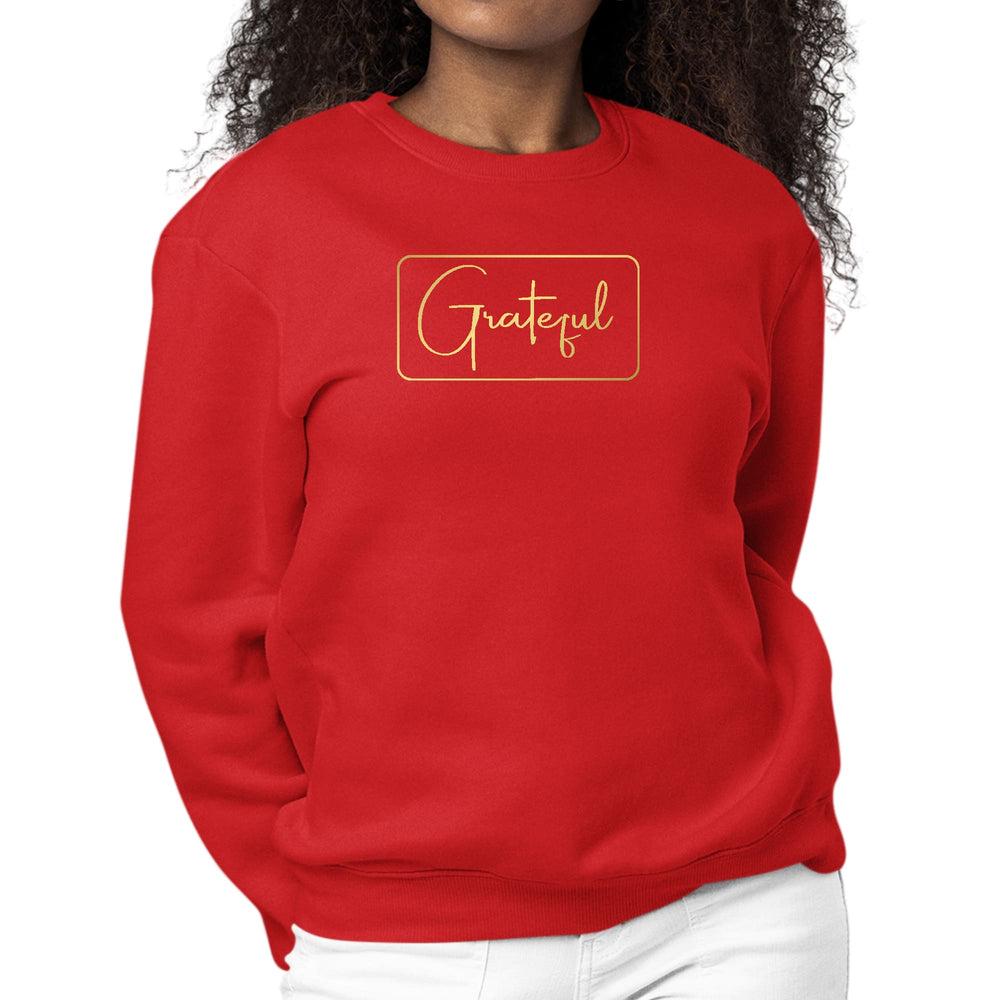 Womens Graphic Sweatshirt Grateful - Metallic Gold Illustration - Womens