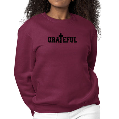 Womens Graphic Sweatshirt Grateful Print - Sweatshirts