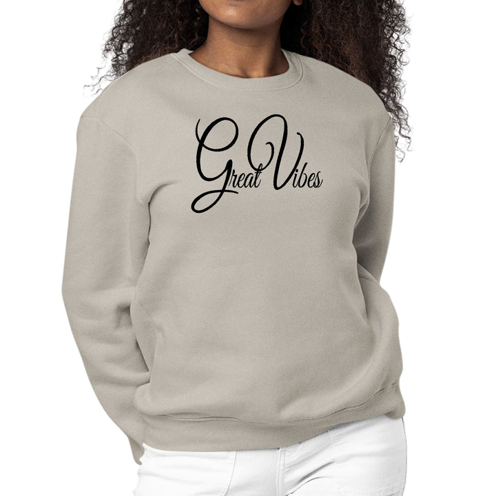 Womens Graphic Sweatshirt Great Vibes Black Illustration - Womens | Sweatshirts