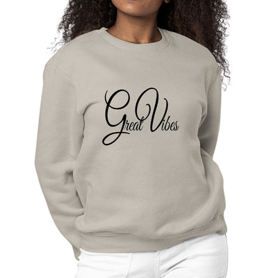 Womens Graphic Sweatshirt Great Vibes Black Illustration - Womens | Sweatshirts