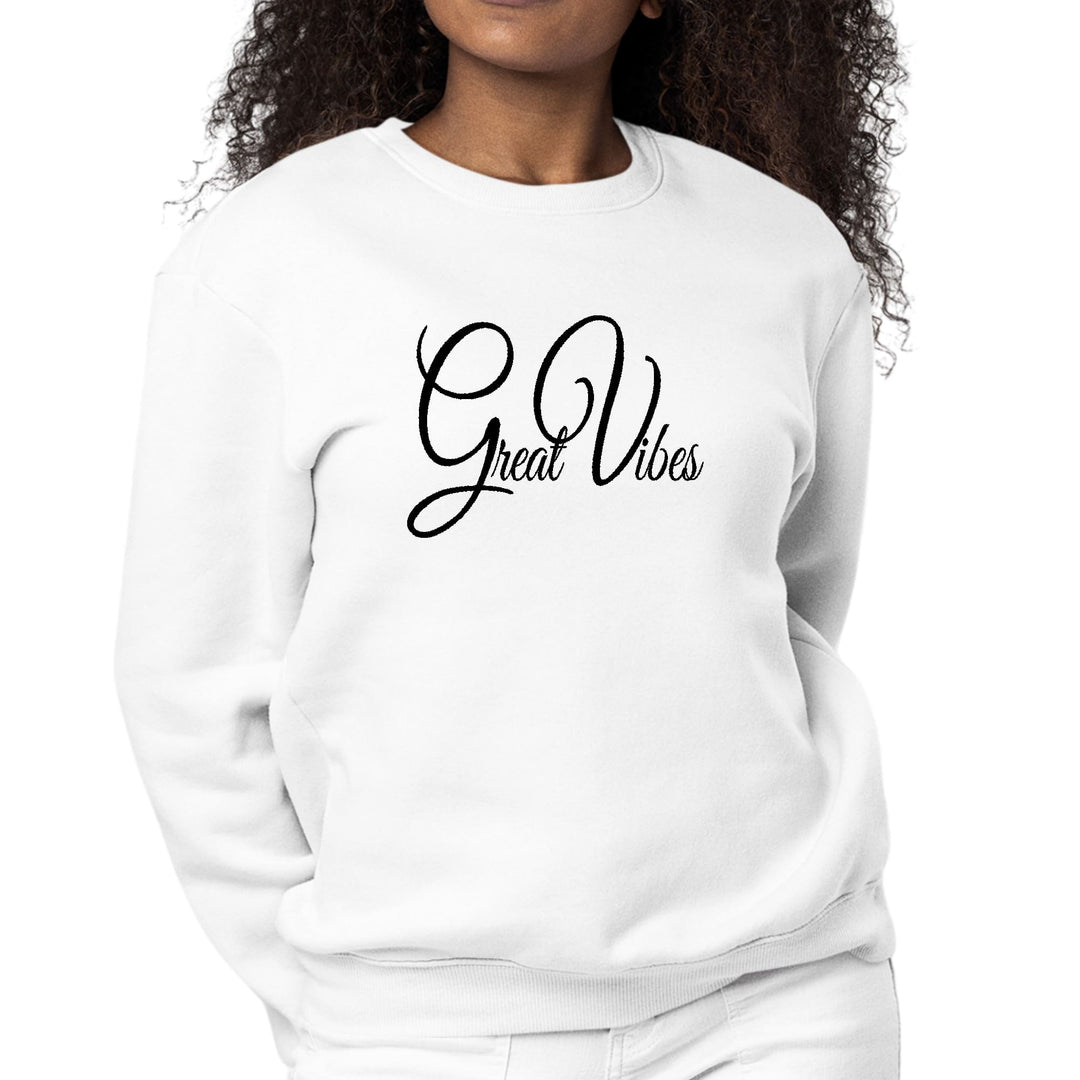 Womens Graphic Sweatshirt Great Vibes Black Illustration - Womens | Sweatshirts