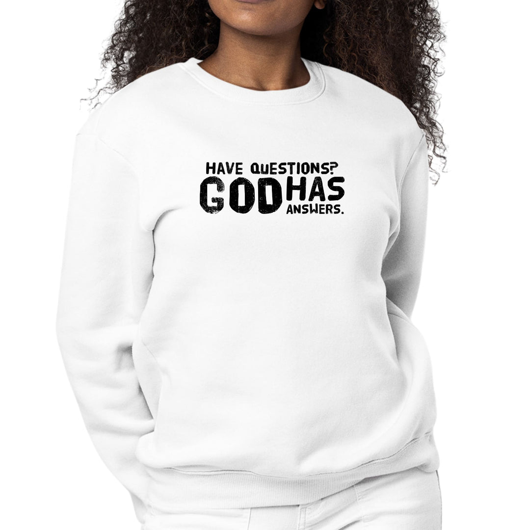 Womens Graphic Sweatshirt have Questions God has Answers Black - Womens