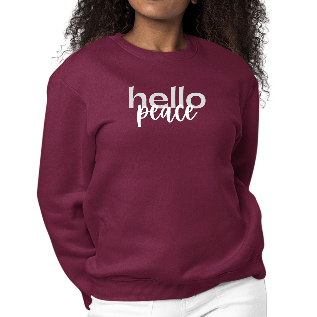 Womens Graphic Sweatshirt Hello Peace Motivational Peaceful - Womens