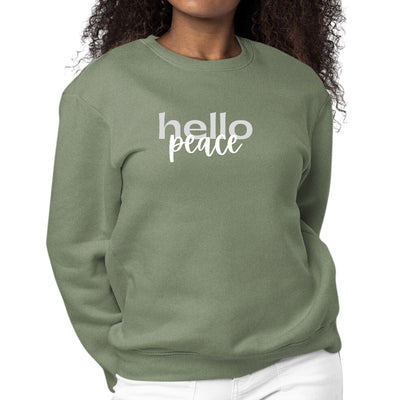 Womens Graphic Sweatshirt Hello Peace Motivational Peaceful - Womens