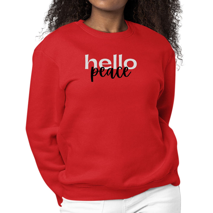 Womens Graphic Sweatshirt Hello Peace Motivational Peaceful - Womens