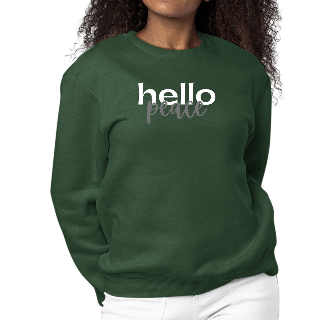 Womens Graphic Sweatshirt Hello Peace White and Gray - Womens | Sweatshirts