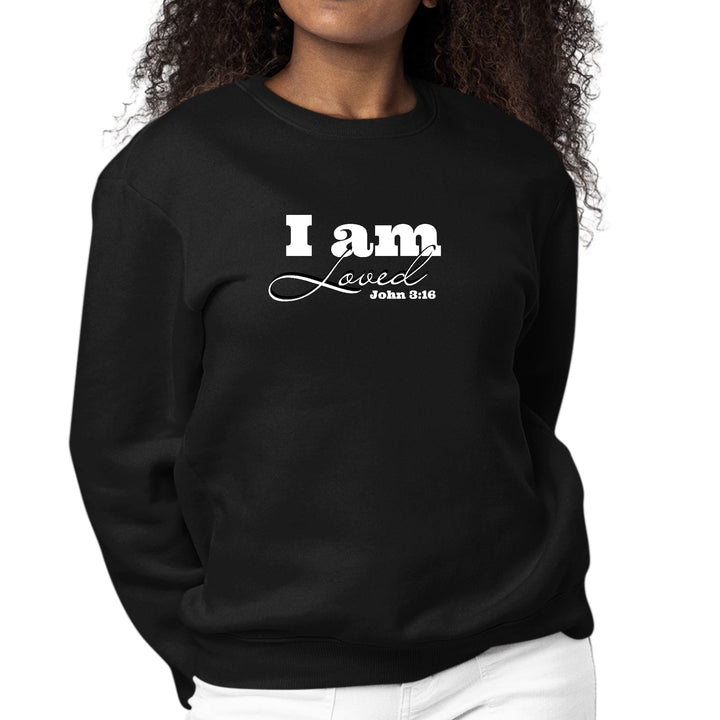 Womens Graphic Sweatshirt i am Loved - John 3:16 Illustration - Womens