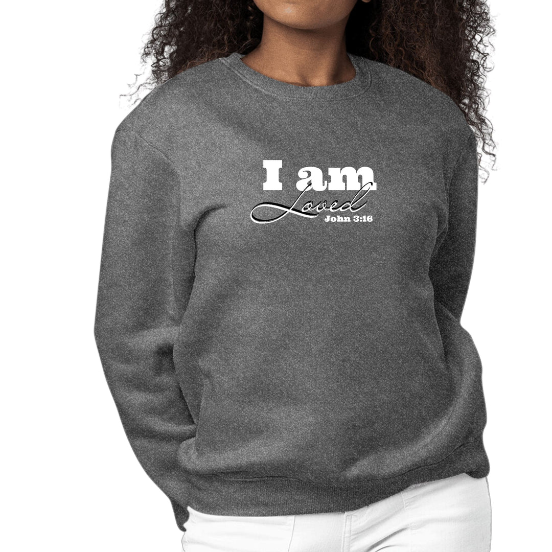 Womens Graphic Sweatshirt i am Loved - John 3:16 Illustration - Womens