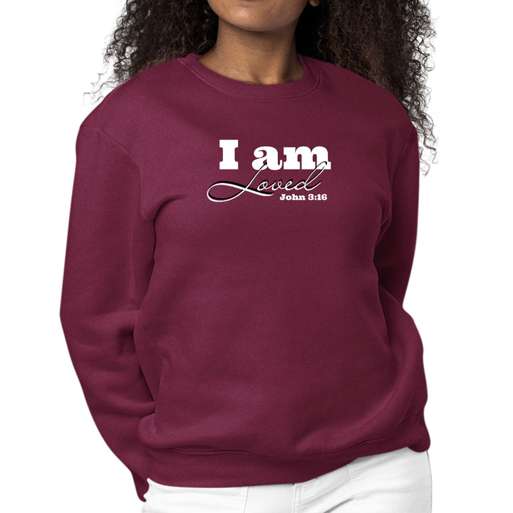 Womens Graphic Sweatshirt i am Loved - John 3:16 Illustration - Womens