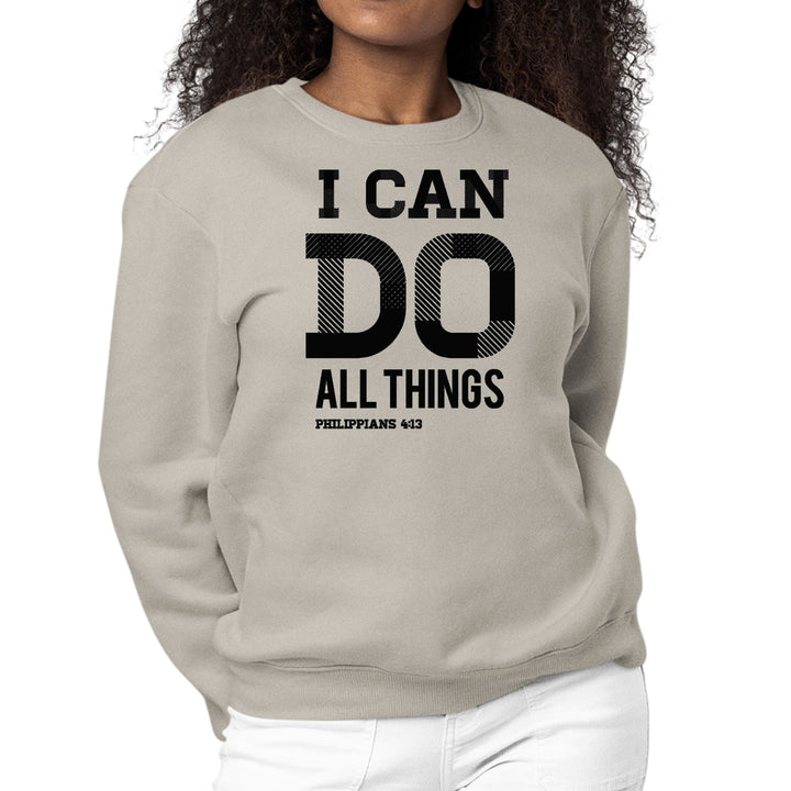 Womens Graphic Sweatshirt i can do All Things Philippians 4:13 Black - Womens