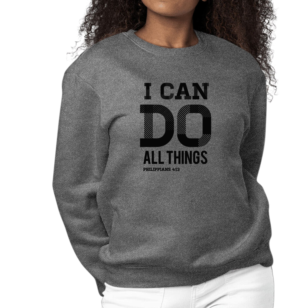 Womens Graphic Sweatshirt i can do All Things Philippians 4:13 Black - Womens