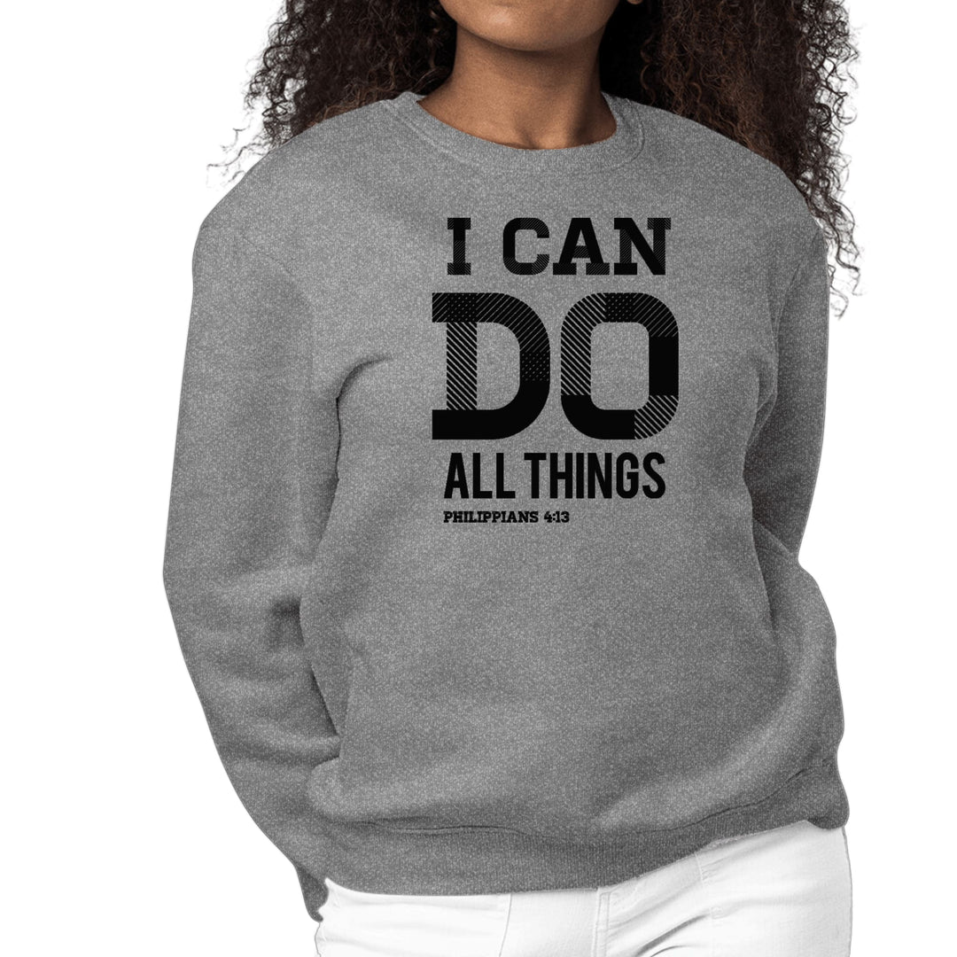 Womens Graphic Sweatshirt i can do All Things Philippians 4:13 Black - Womens