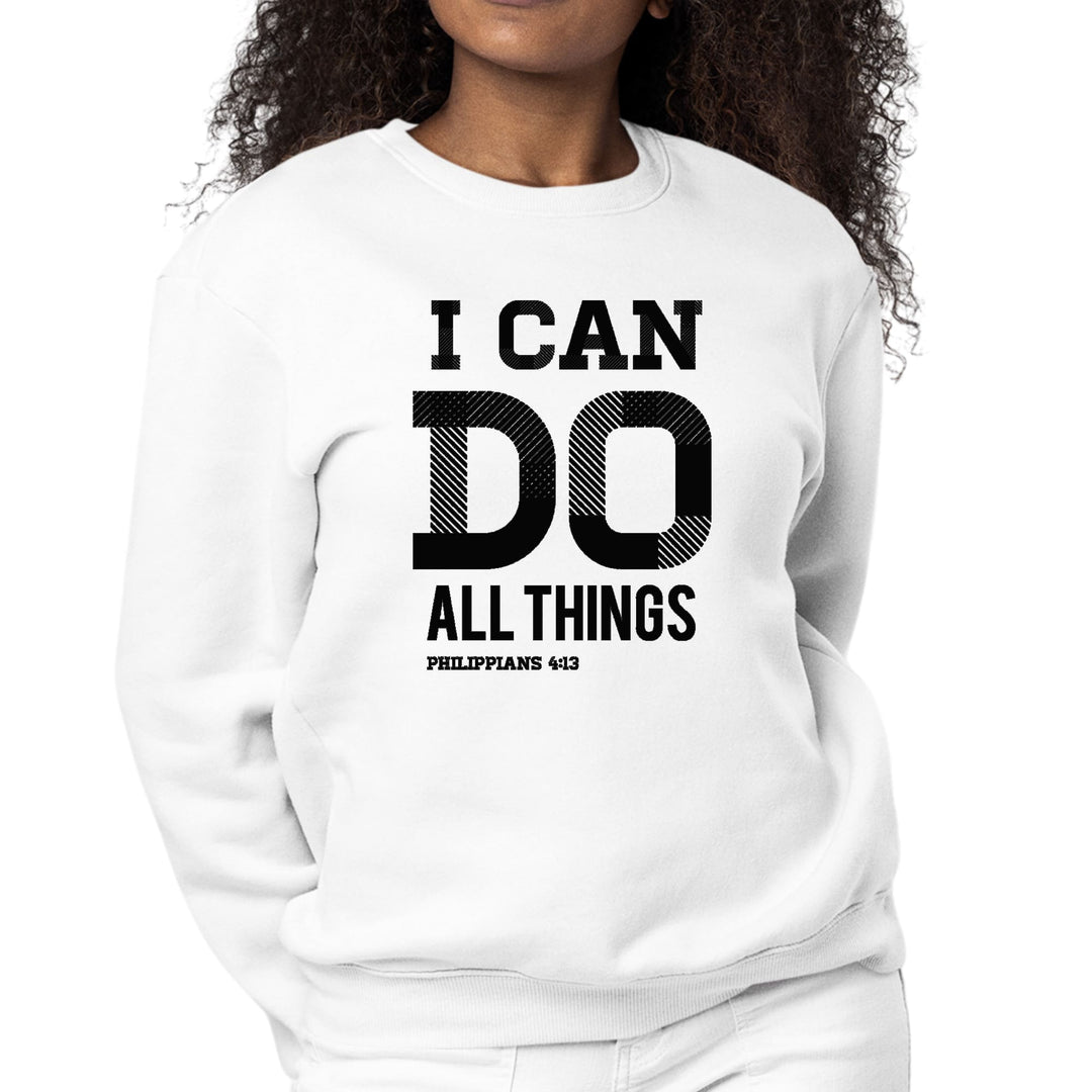 Womens Graphic Sweatshirt i can do All Things Philippians 4:13 Black - Womens