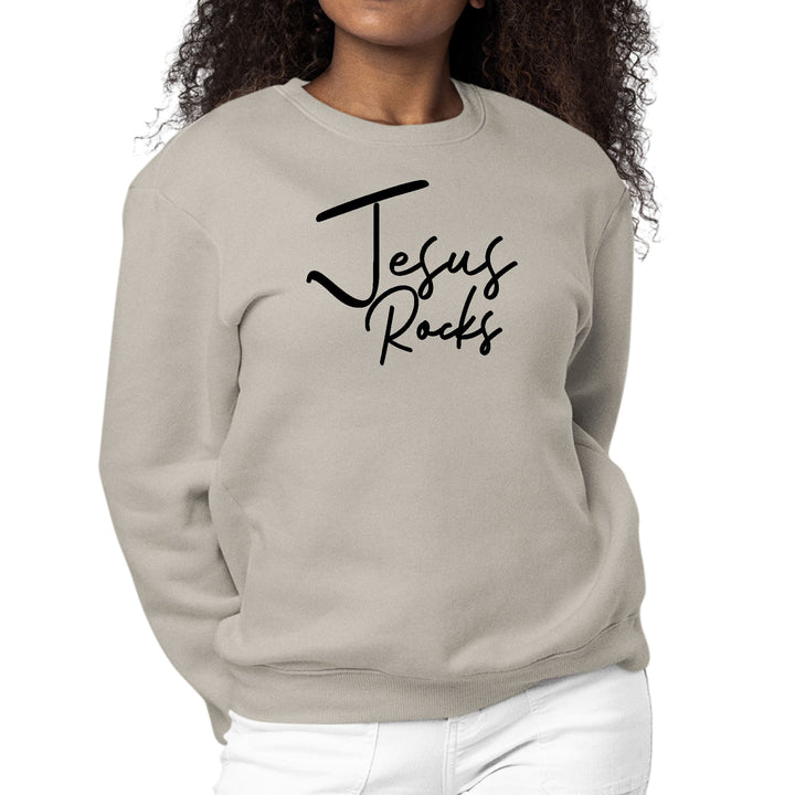 Womens Graphic Sweatshirt Jesus Rocks Print - Womens | Sweatshirts