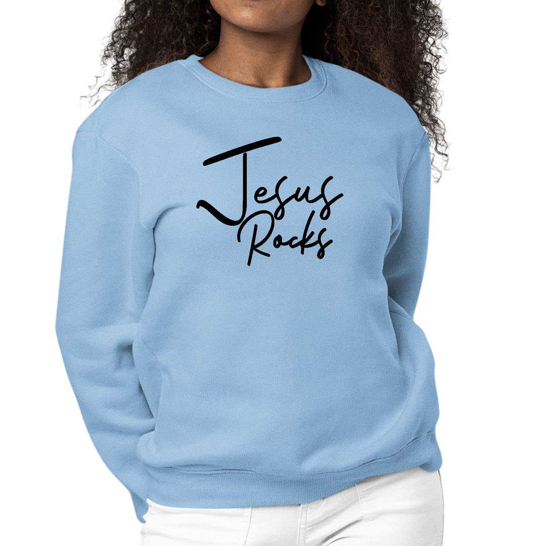 Womens Graphic Sweatshirt Jesus Rocks Print - Womens | Sweatshirts