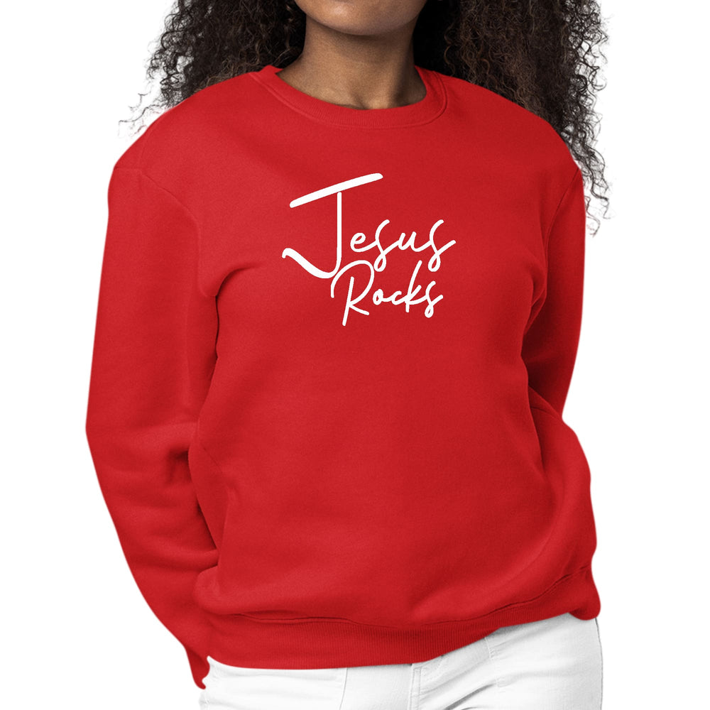 Womens Graphic Sweatshirt Jesus Rocks Print - Womens | Sweatshirts