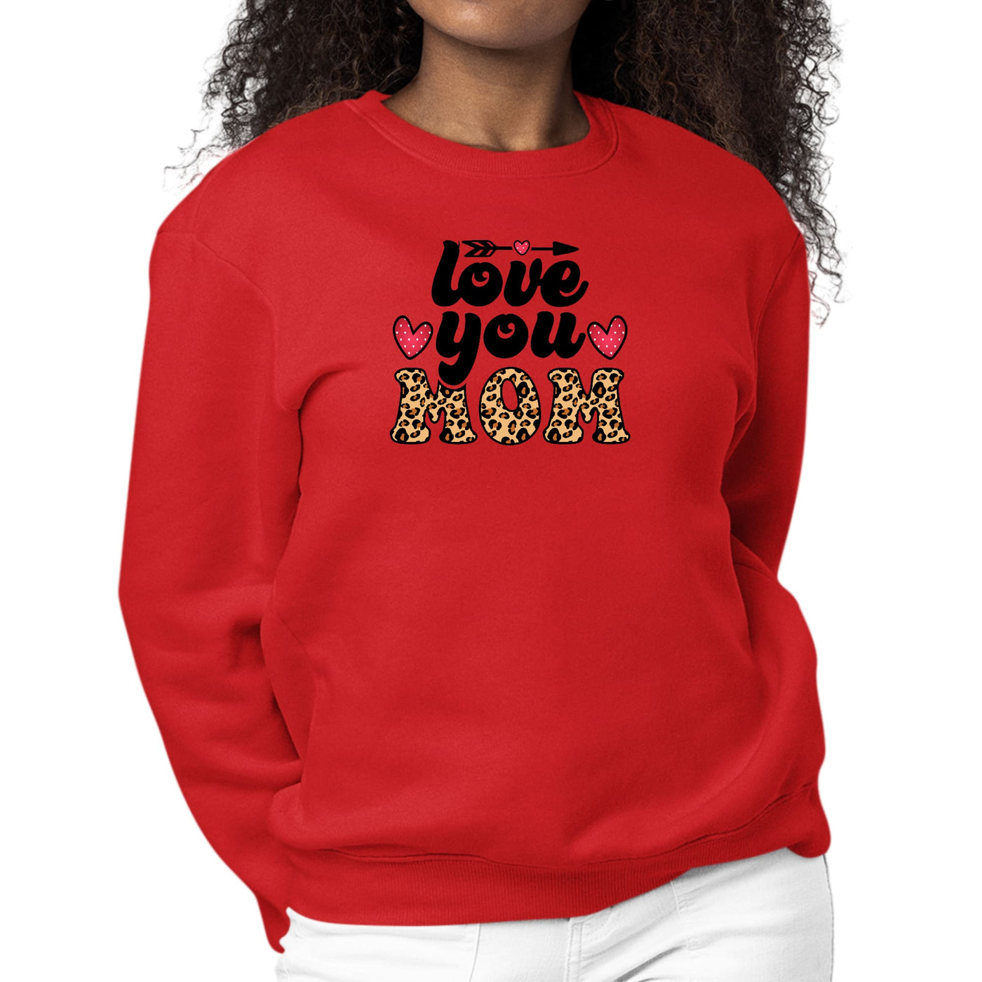 Womens Graphic Sweatshirt Love You Mom Leopard Print - Womens | Sweatshirts