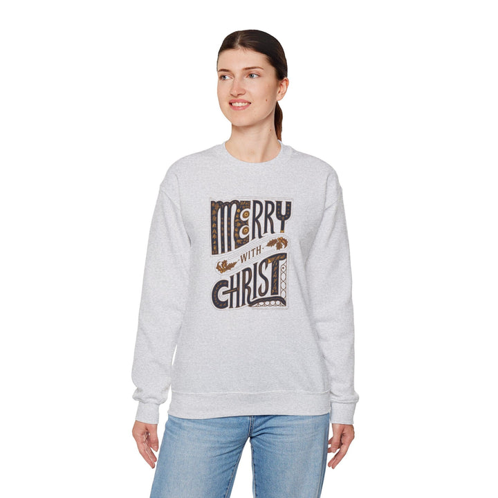 Womens Graphic Sweatshirt - Merry with Christ - Holiday Inspiration - Sweatshirt