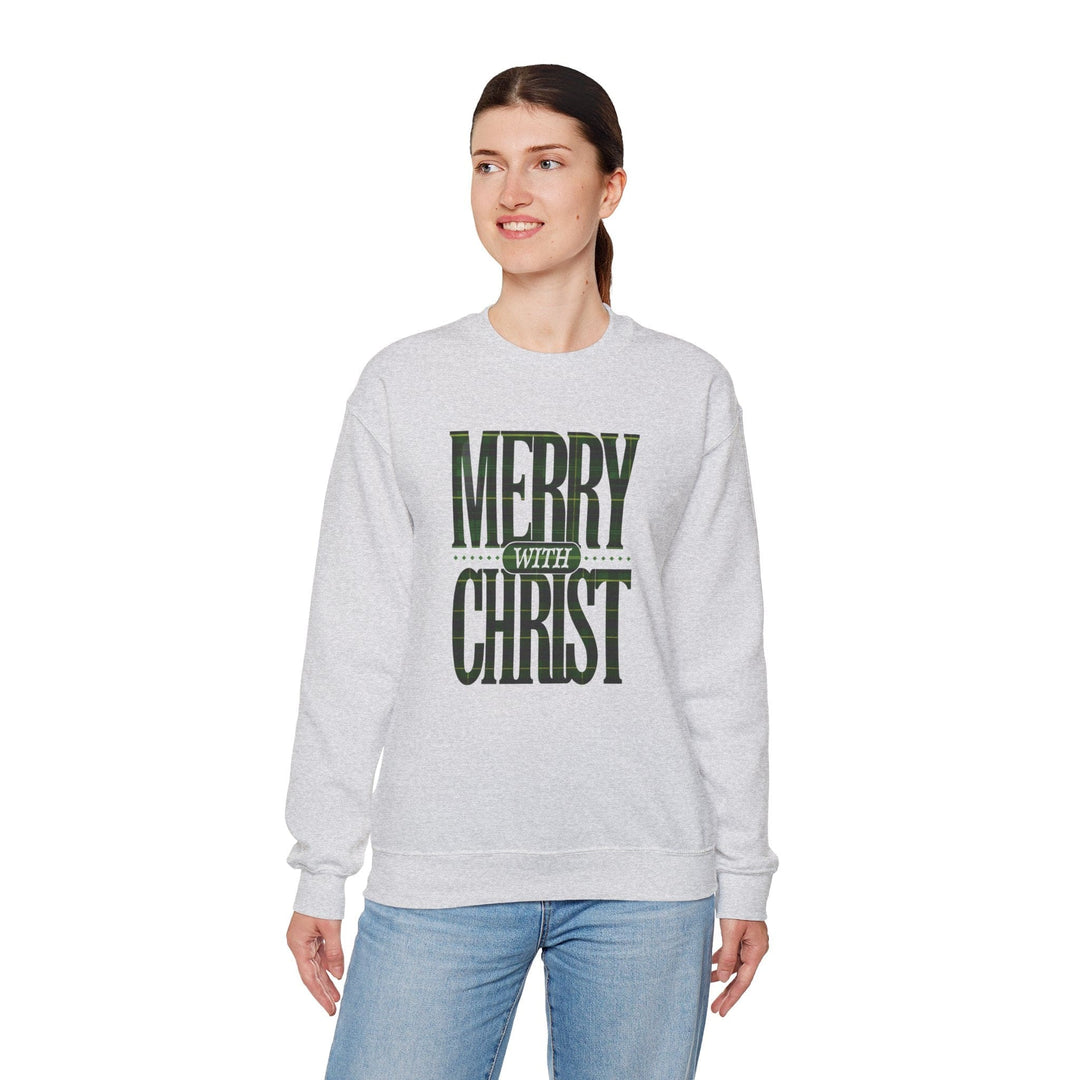 Womens Graphic Sweatshirt - Merry with Christ - Holiday Inspiration - Sweatshirt