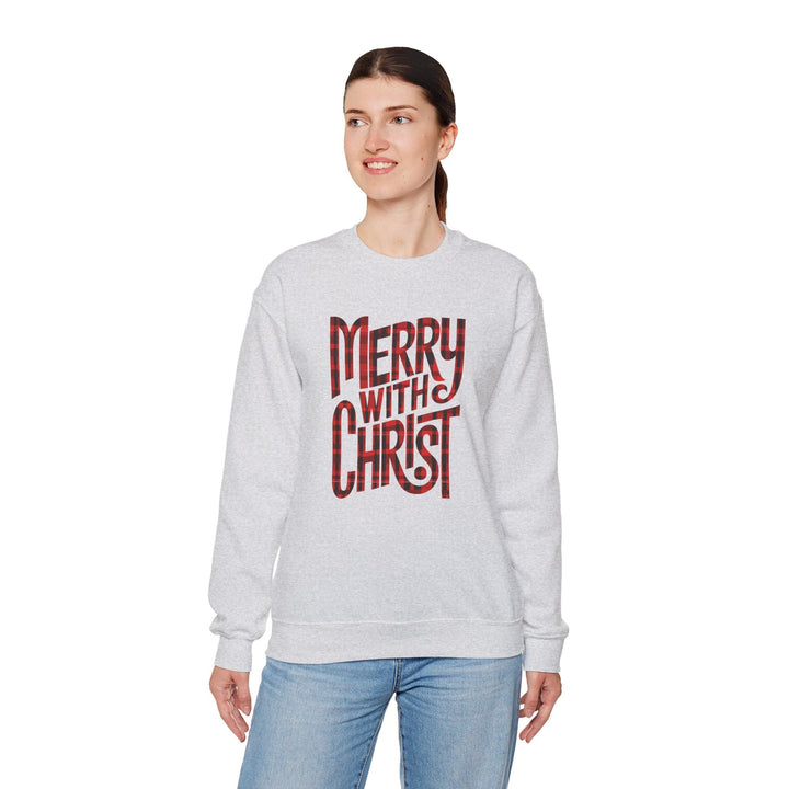 Womens Graphic Sweatshirt - Merry with Christ - Holiday Inspiration - Sweatshirt