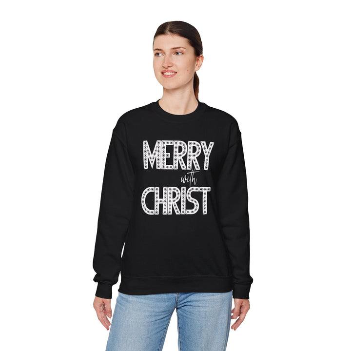 Womens Graphic Sweatshirt - Merry with Christ - Holiday Inspiration - Sweatshirt