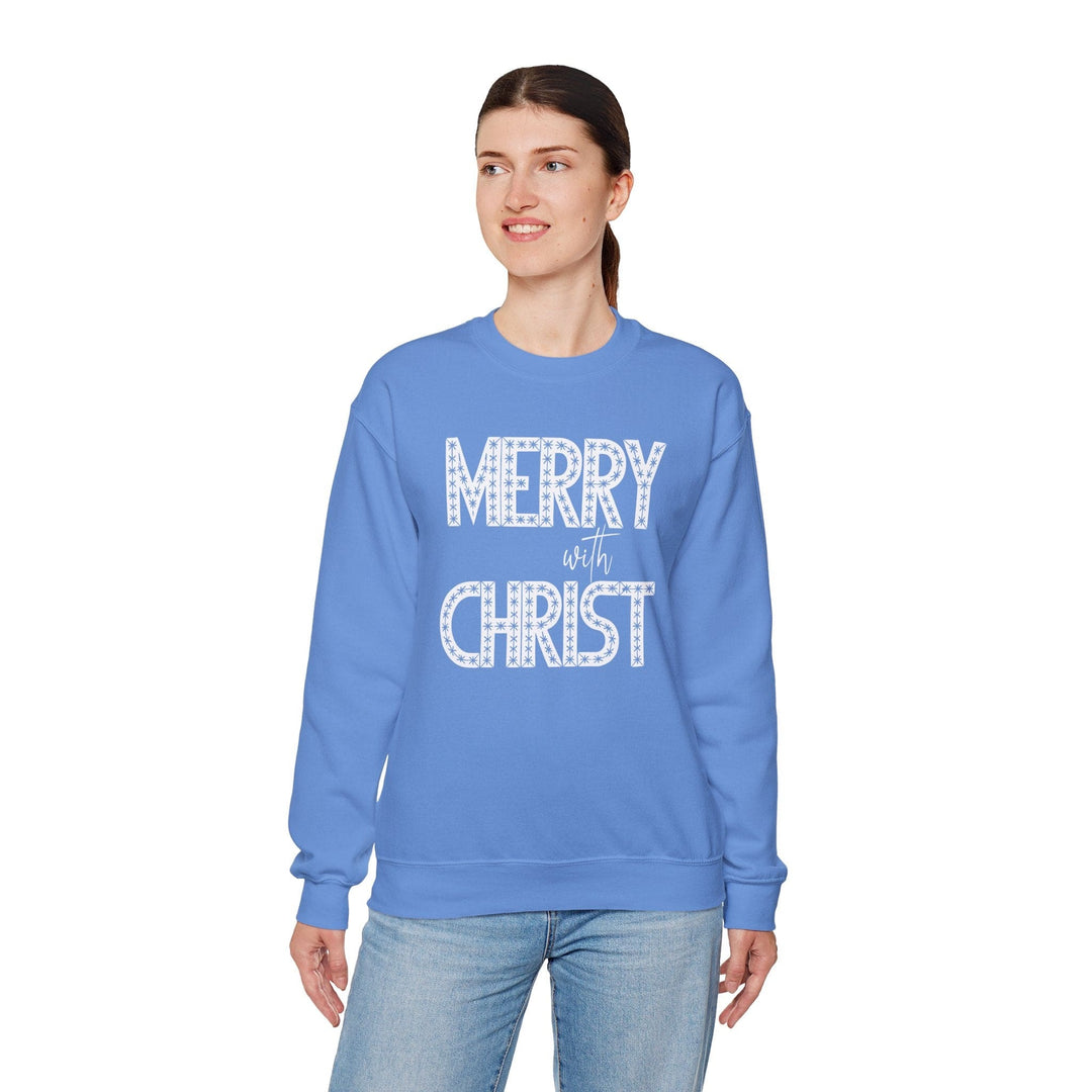 Womens Graphic Sweatshirt - Merry with Christ - Holiday Inspiration - Sweatshirt