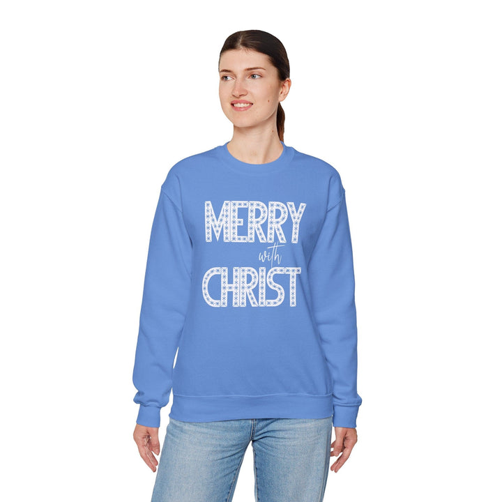 Womens Graphic Sweatshirt - Merry with Christ - Holiday Inspiration - Sweatshirt