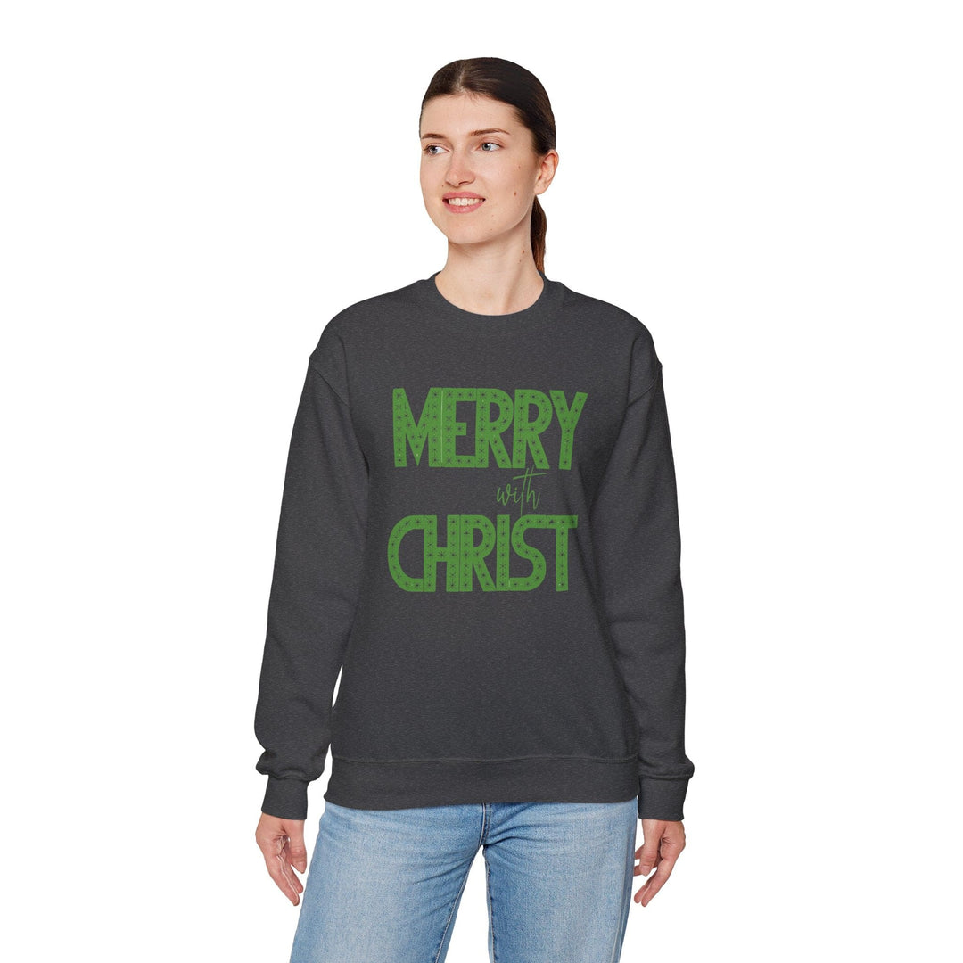 Womens Graphic Sweatshirt - Merry with Christ - Holiday Inspiration - Sweatshirt