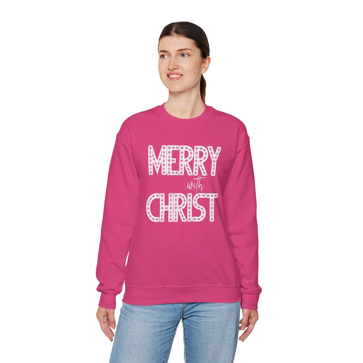Womens Graphic Sweatshirt - Merry with Christ - Holiday Inspiration - Sweatshirt